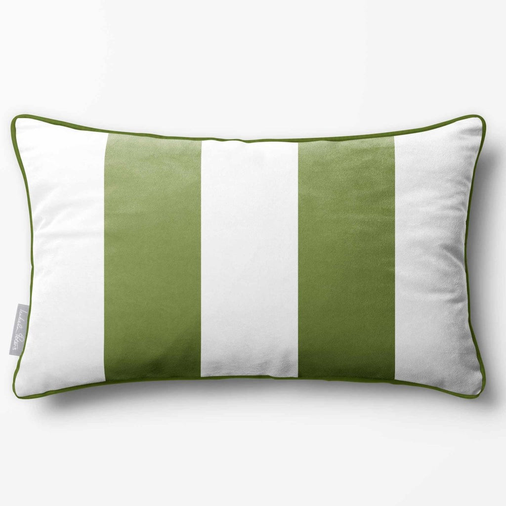 2 Stripes with Piping | Sustainable Velvet Rectangle Cushion - Golden Lime 50 x 30 cm by Izabela Peters