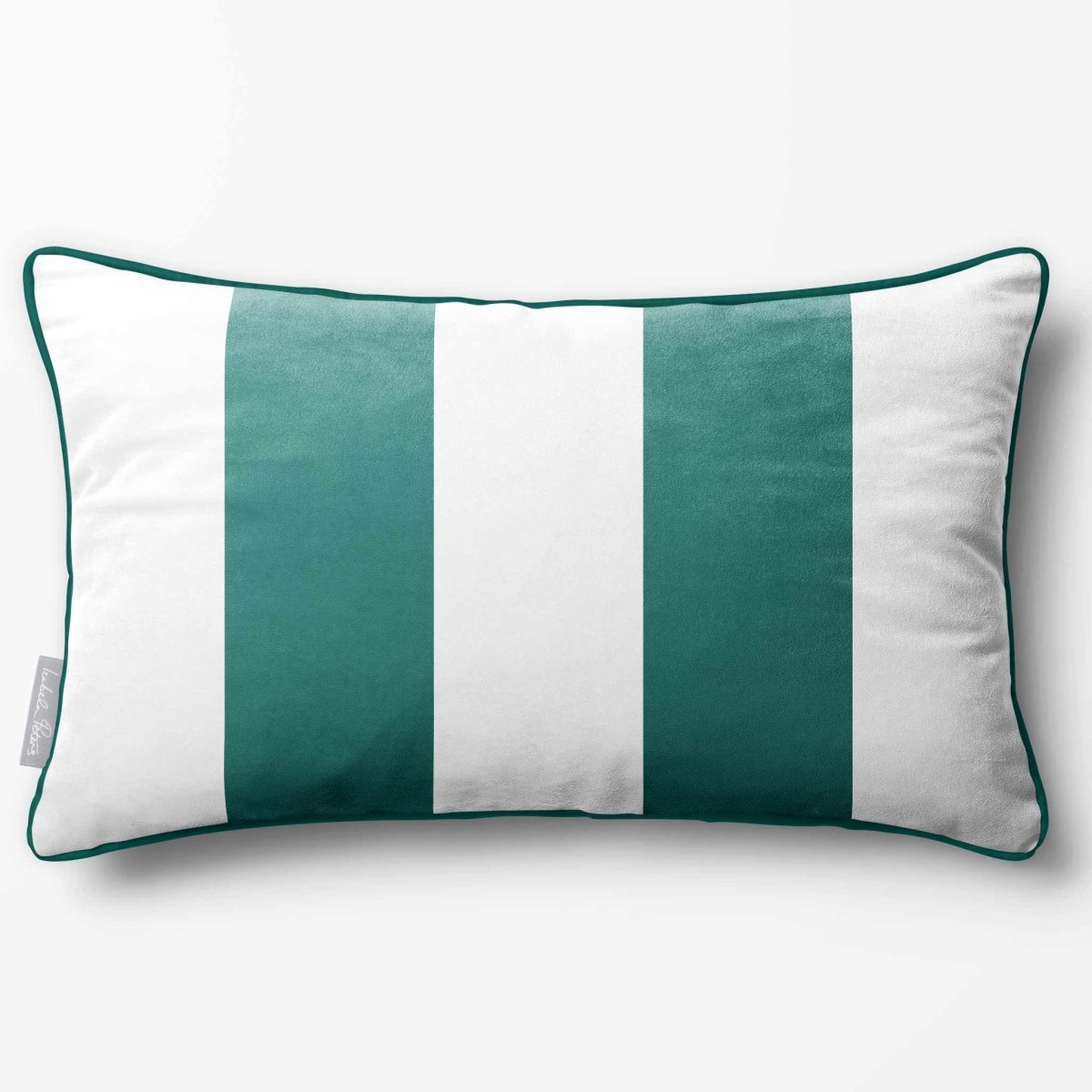 2 Stripes with Piping | Sustainable Velvet Rectangle Cushion - Forest Biome 50 x 30 cm by Izabela Peters