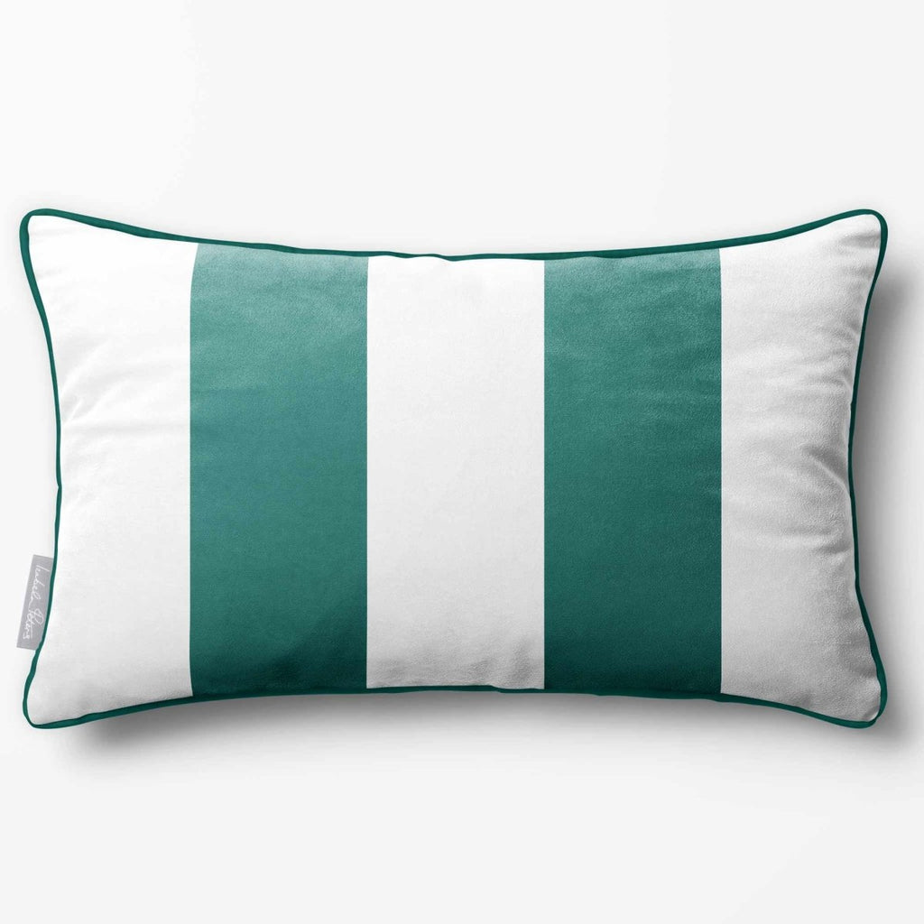 2 Stripes with Piping | Sustainable Velvet Rectangle Cushion - Forest Biome 50 x 30 cm by Izabela Peters