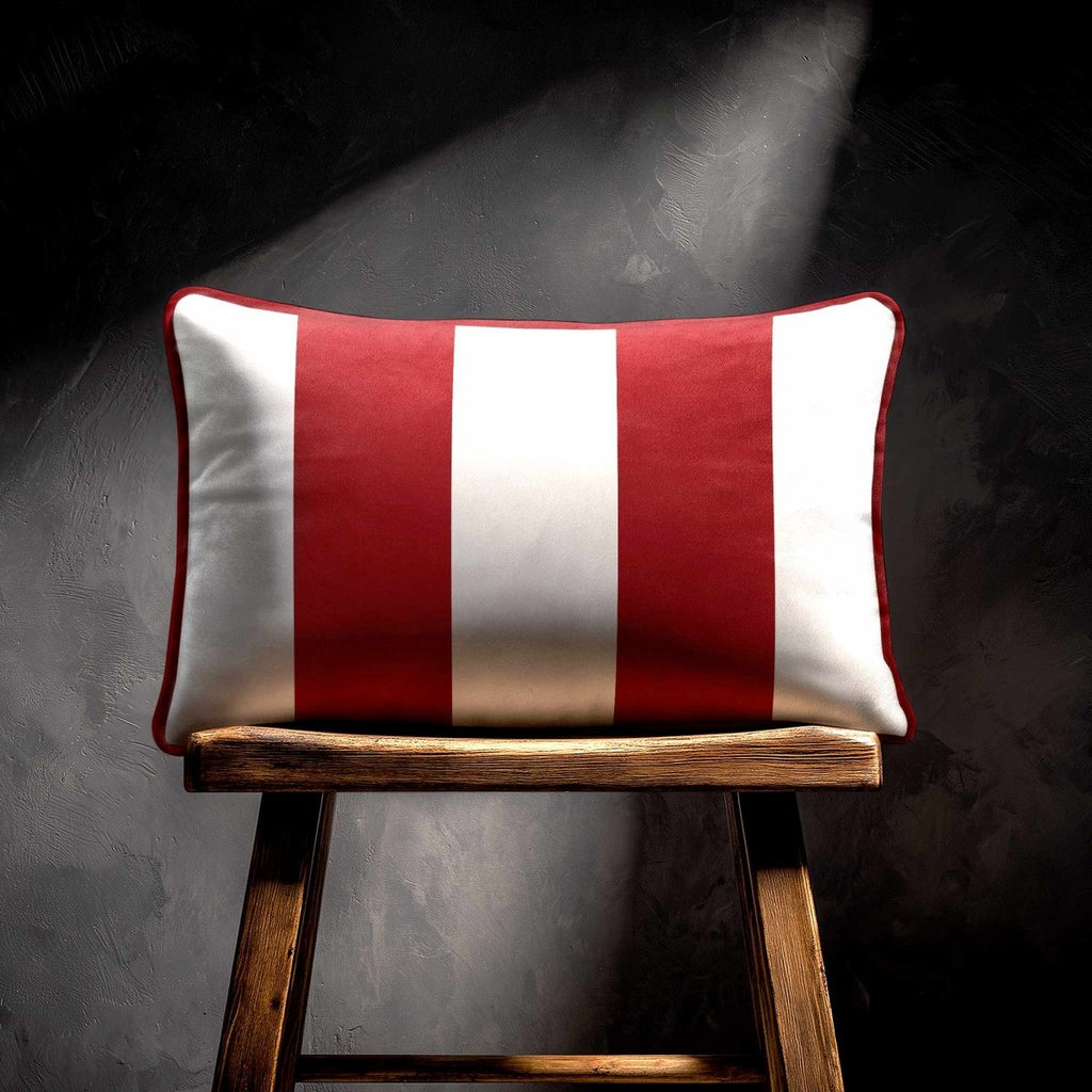 2 Stripes with Piping | Sustainable Velvet Rectangle Cushion - Crimson Muse 50 x 30 cm by Izabela Peters