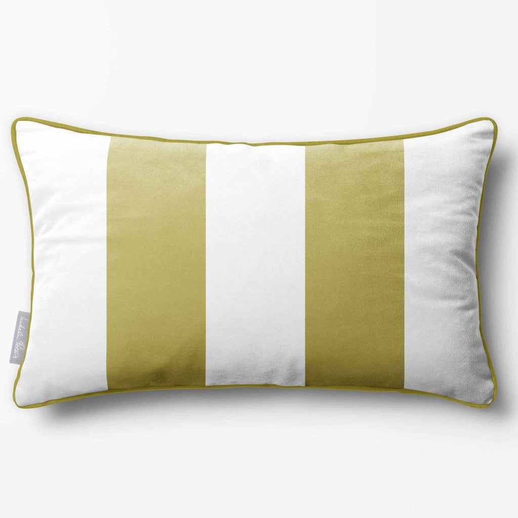 2 Stripes with Piping | Sustainable Velvet Rectangle Cushion - Ivory Cream 50 x 30 cm by Izabela Peters
