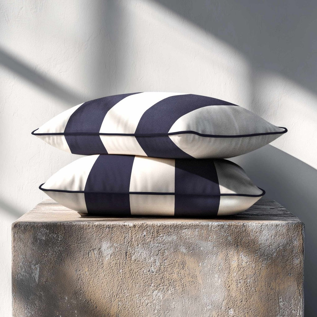 2 Stripes with Piping | Sustainable Velvet Rectangle Cushion - Graphite 50 x 30 cm by Izabela Peters