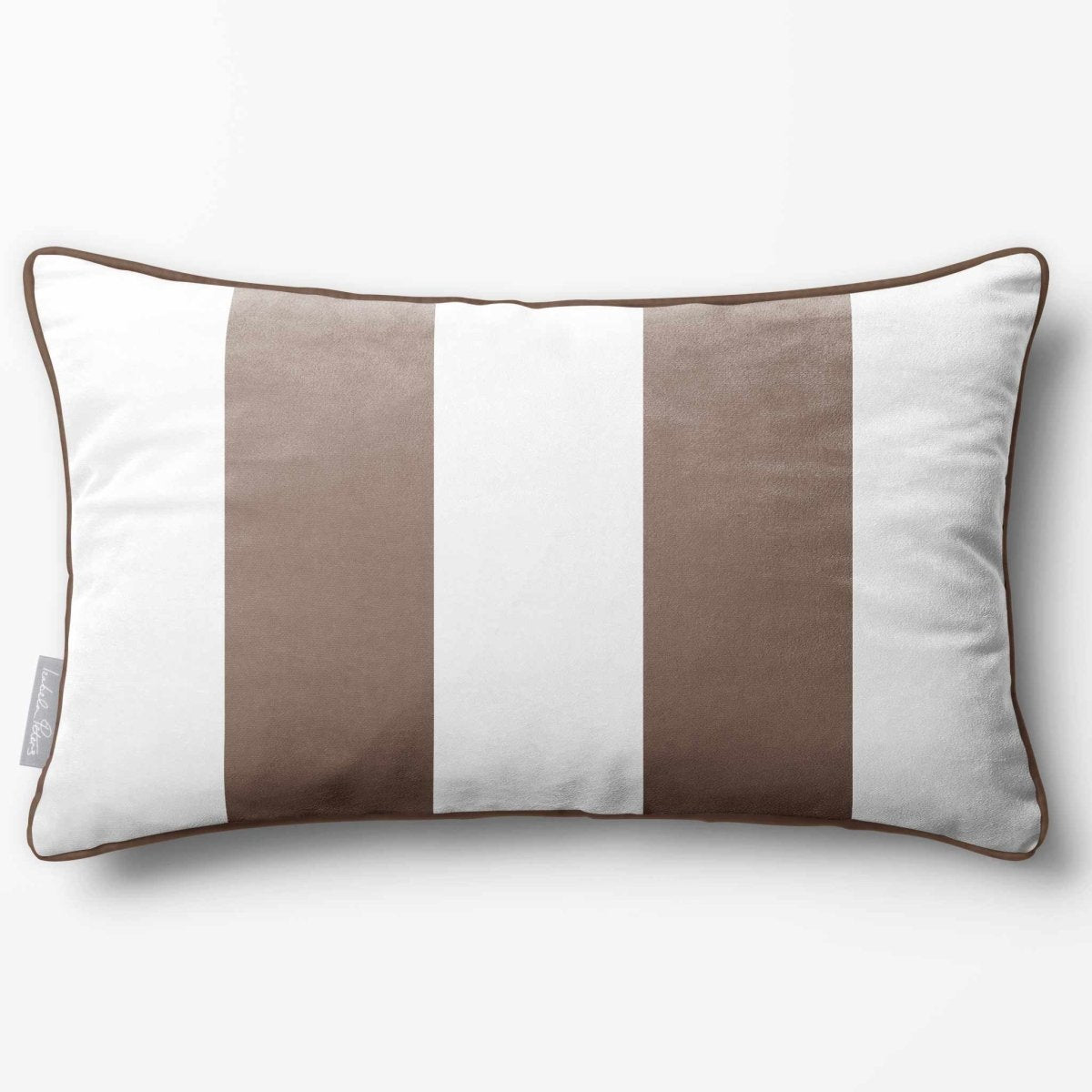 2 Stripes with Piping | Sustainable Velvet Rectangle Cushion - Dovedale Stone 50 x 30 cm by Izabela Peters