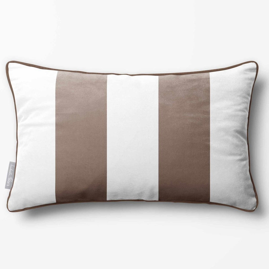 2 Stripes with Piping | Sustainable Velvet Rectangle Cushion - Dovedale Stone 50 x 30 cm by Izabela Peters