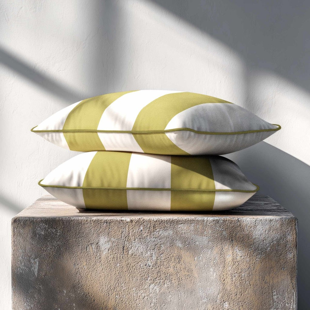 2 Stripes with Piping | Sustainable Velvet Rectangle Cushion - Ivory Cream 50 x 30 cm by Izabela Peters