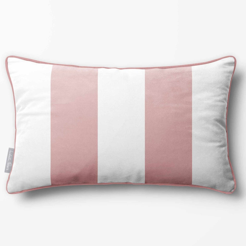2 Stripes with Piping | Sustainable Velvet Rectangle Cushion - Rosewater 50 x 30 cm by Izabela Peters
