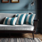 2 Stripes with Piping | Sustainable Velvet Rectangle Cushion - Prussian Blue 50 x 30 cm by Izabela Peters