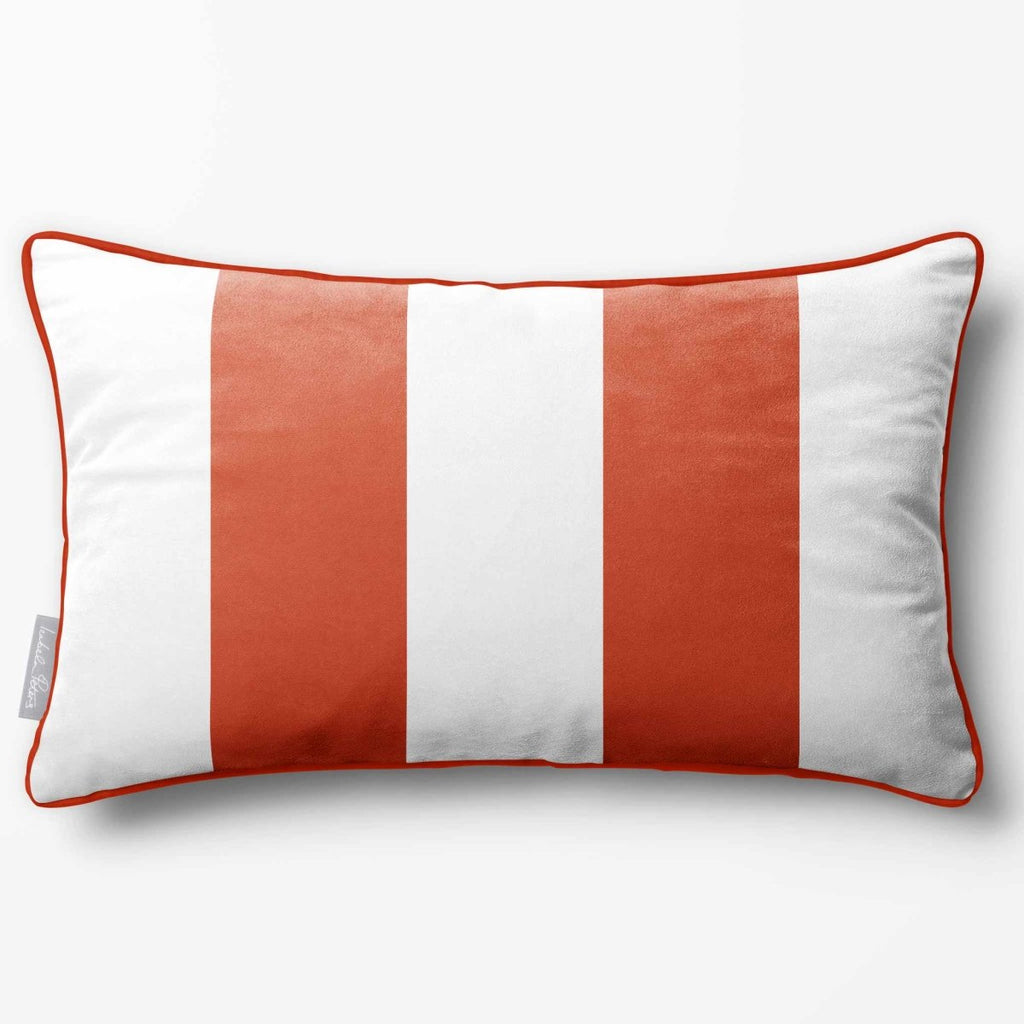 2 Stripes with Piping | Sustainable Velvet Rectangle Cushion - Burnt Ochre 50 x 30 cm by Izabela Peters