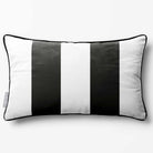 2 Stripes with Piping | Sustainable Velvet Rectangle Cushion - Charcoal 50 x 30 cm by Izabela Peters