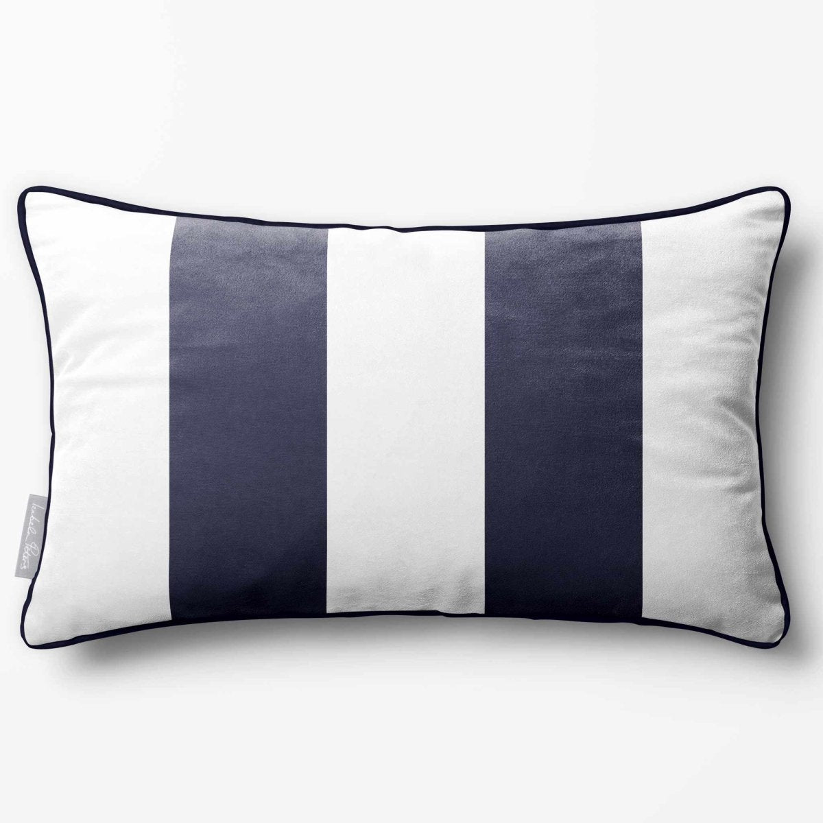 2 Stripes with Piping | Sustainable Velvet Rectangle Cushion - Graphite 50 x 30 cm by Izabela Peters