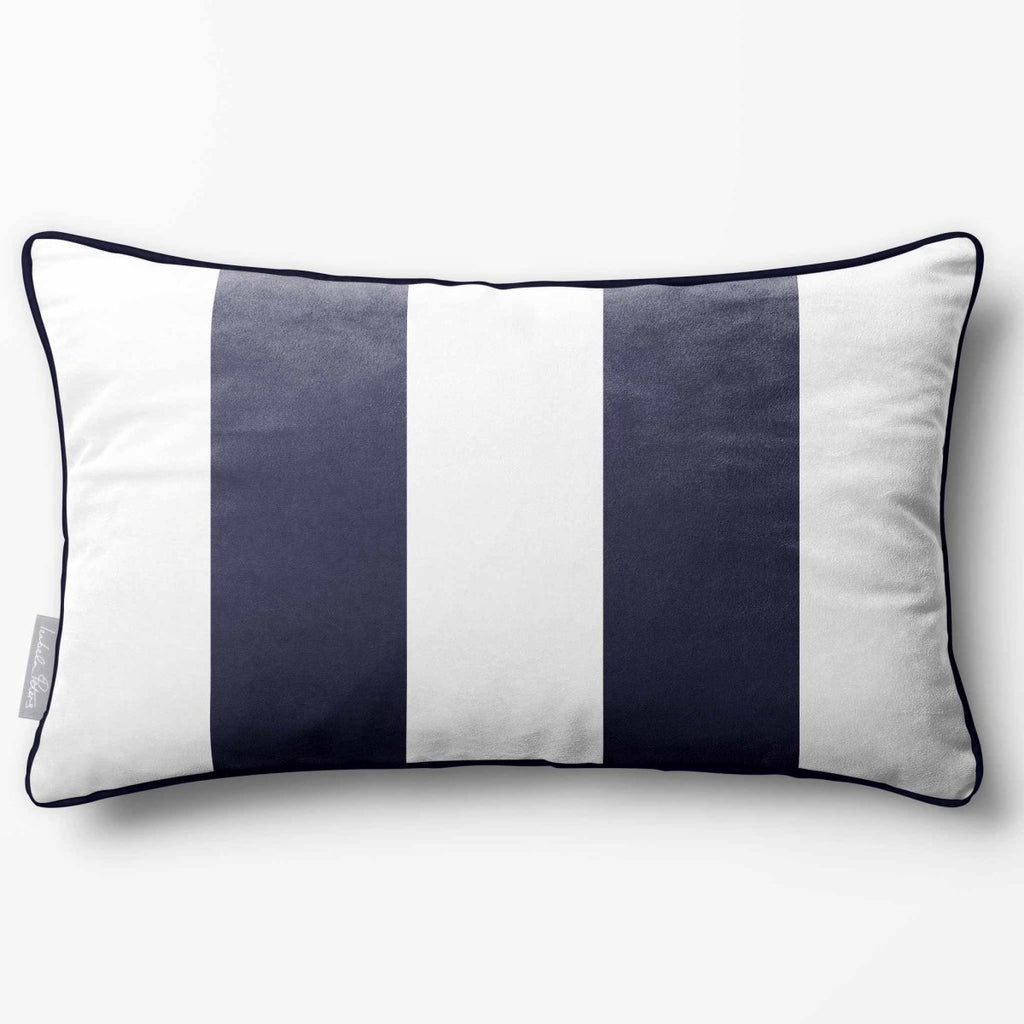 2 Stripes with Piping | Sustainable Velvet Rectangle Cushion - Graphite 50 x 30 cm by Izabela Peters