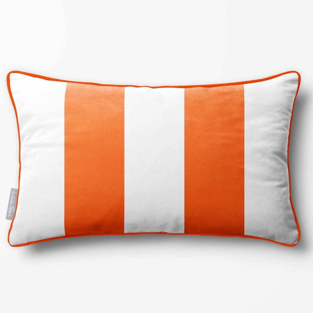 2 Stripes with Piping | Sustainable Velvet Rectangle Cushion - Burnt Orange 50 x 30 cm by Izabela Peters