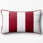 2 Stripes with Piping | Sustainable Velvet Rectangle Cushion - Raspberry Red 50 x 30 cm by Izabela Peters