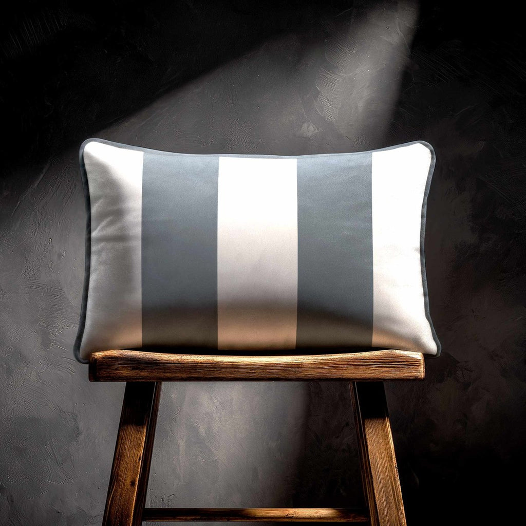 2 Stripes with Piping | Sustainable Velvet Rectangle Cushion - French Grey 50 x 30 cm by Izabela Peters