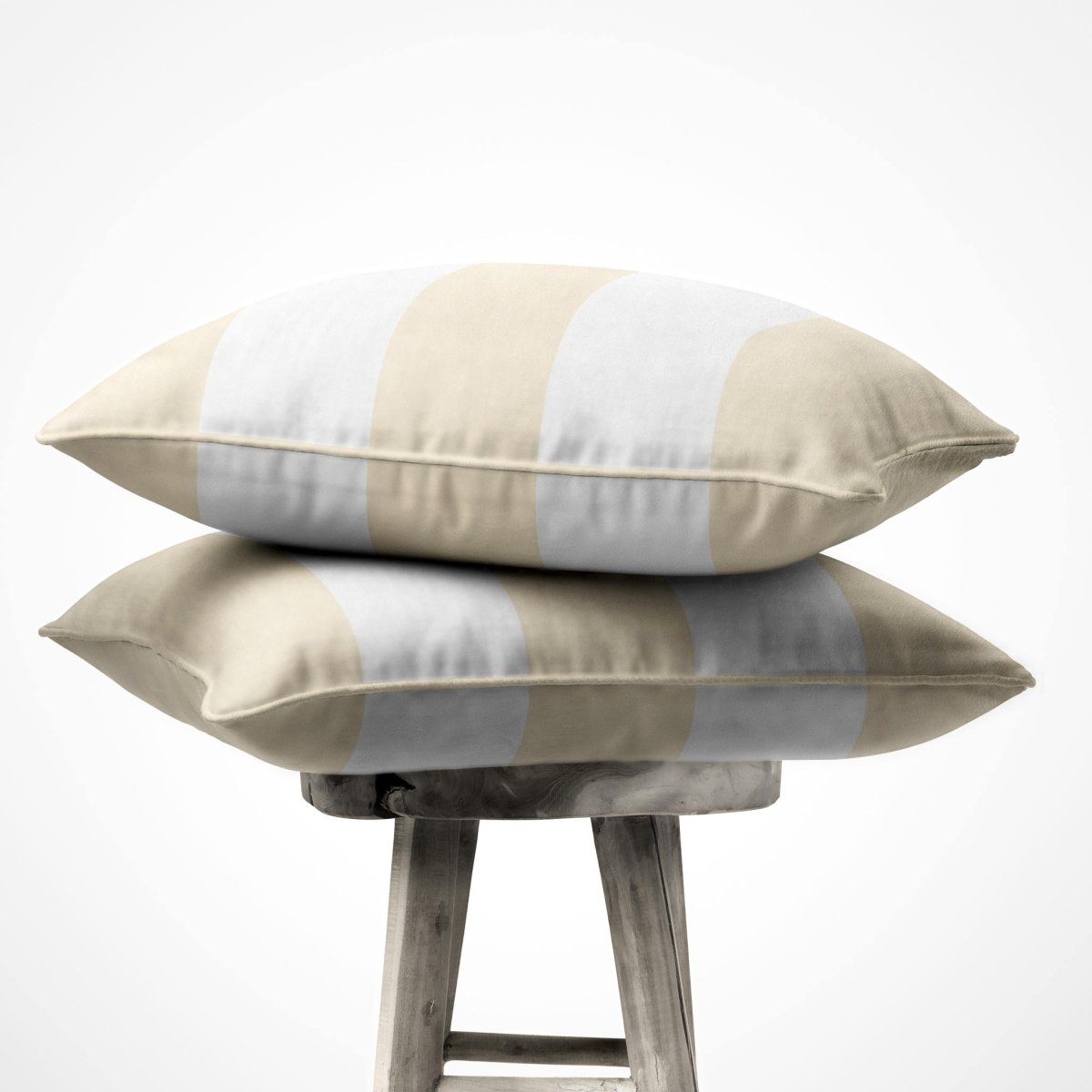 3 Stripes Horizontal | Sustainable Velvet Cushion with Piping - Ivory Cream 40 x 40 cm by Izabela Peters