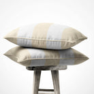 3 Stripes Horizontal | Sustainable Velvet Cushion with Piping - Ivory Cream 40 x 40 cm by Izabela Peters