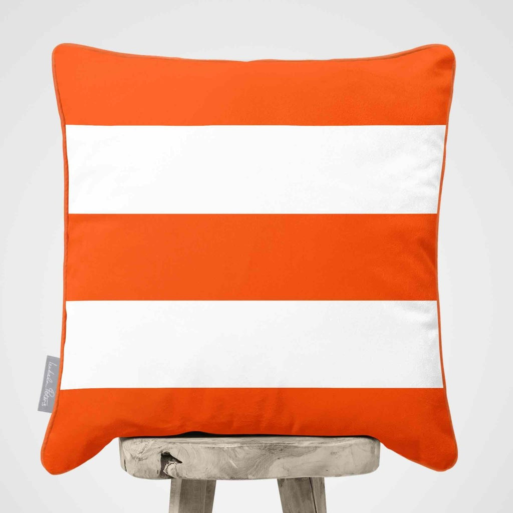 3 Stripes Horizontal | Sustainable Velvet Cushion with Piping - Burnt Orange 40 x 40 cm by Izabela Peters