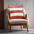 3 Stripes Horizontal | Sustainable Velvet Cushion with Piping - Burnt Ochre 40 x 40 cm by Izabela Peters