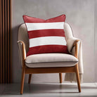 3 Stripes Horizontal | Sustainable Velvet Cushion with Piping - Crimson Muse 40 x 40 cm by Izabela Peters