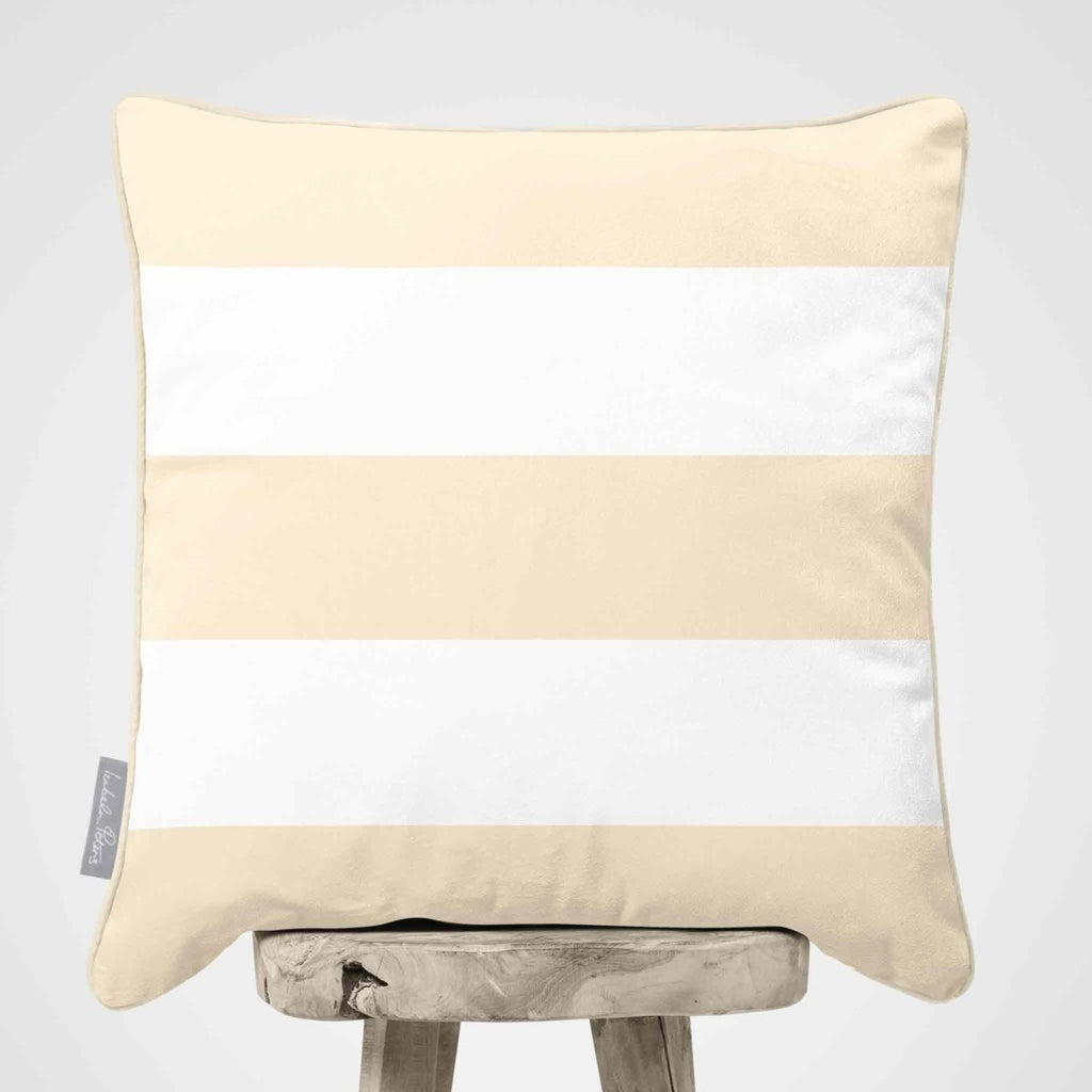 3 Stripes Horizontal | Sustainable Velvet Cushion with Piping - Ivory Cream 40 x 40 cm by Izabela Peters