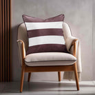 3 Stripes Horizontal | Sustainable Velvet Cushion with Piping - Italian Grape 40 x 40 cm by Izabela Peters