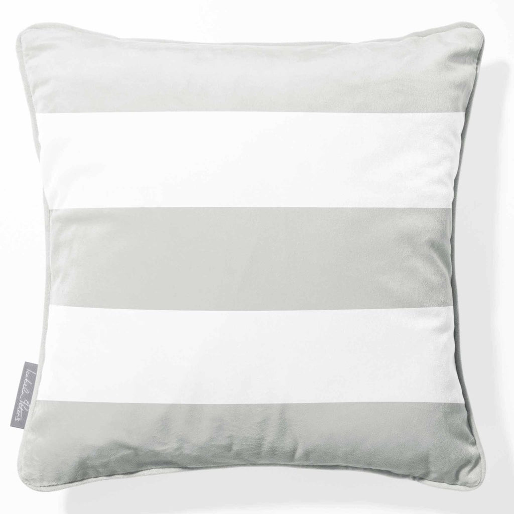 3 Stripes Horizontal | Sustainable Velvet Cushion with Piping - Storm Grey 40 x 40 cm by Izabela Peters