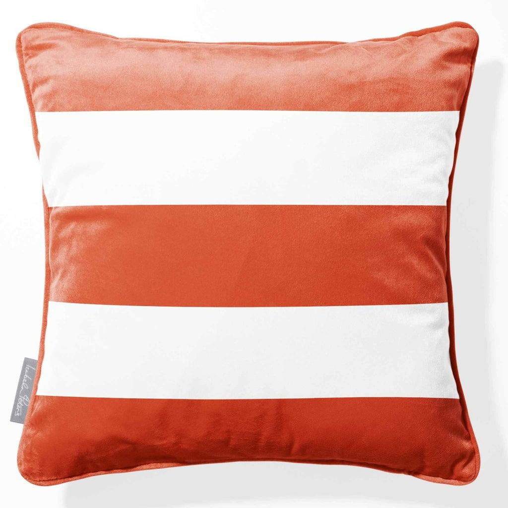 3 Stripes Horizontal | Sustainable Velvet Cushion with Piping - Burnt Ochre 40 x 40 cm by Izabela Peters