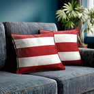 3 Stripes Horizontal | Sustainable Velvet Cushion with Piping - Crimson Muse 40 x 40 cm by Izabela Peters