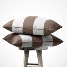 3 Stripes Horizontal | Sustainable Velvet Cushion with Piping - Dovedale Stone 40 x 40 cm by Izabela Peters
