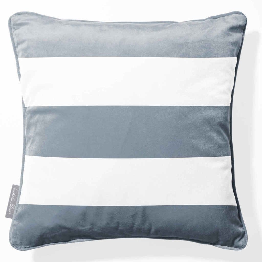 3 Stripes Horizontal | Sustainable Velvet Cushion with Piping - French Grey 40 x 40 cm by Izabela Peters