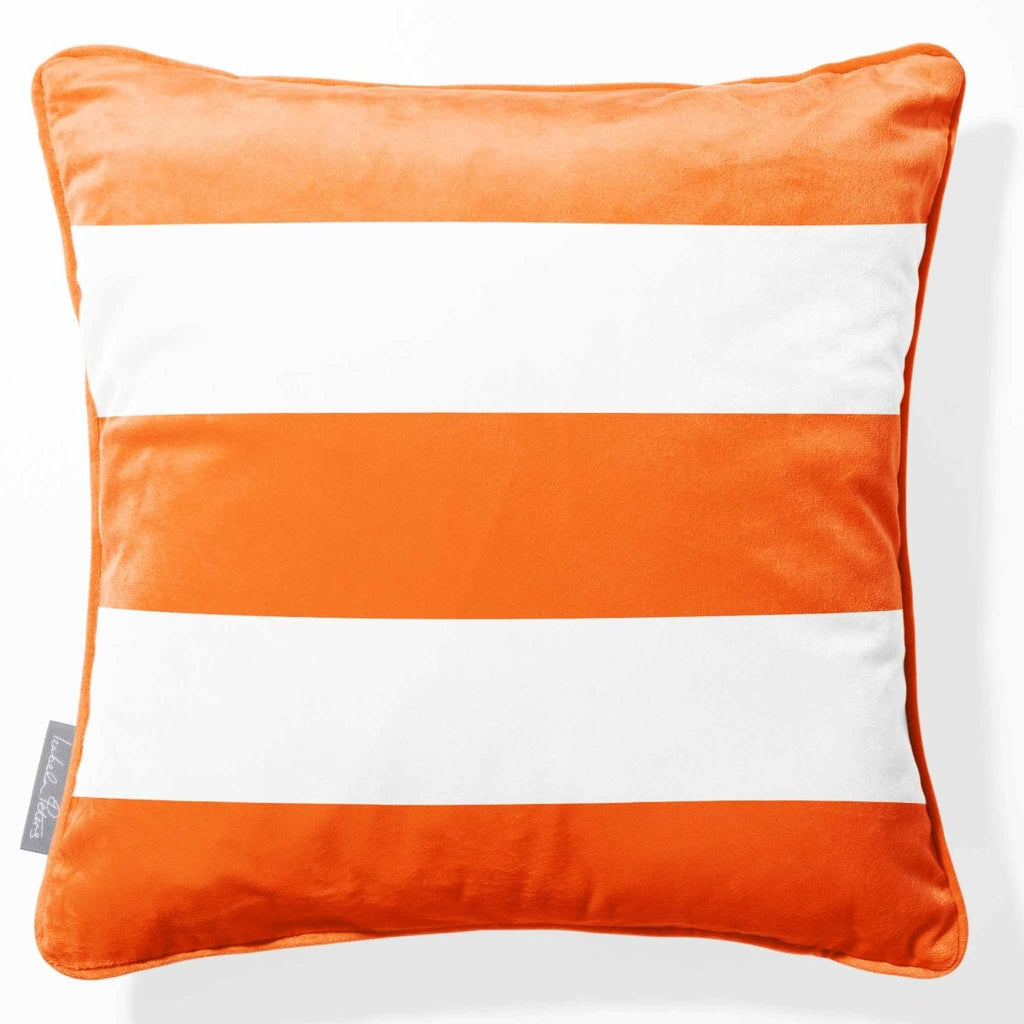 3 Stripes Horizontal | Sustainable Velvet Cushion with Piping - Burnt Orange 40 x 40 cm by Izabela Peters