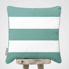 3 Stripes Horizontal | Sustainable Velvet Cushion with Piping - Blue Surf 40 x 40 cm by Izabela Peters