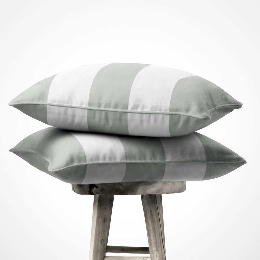 3 Stripes Horizontal | Sustainable Velvet Cushion with Piping - Storm Grey 40 x 40 cm by Izabela Peters
