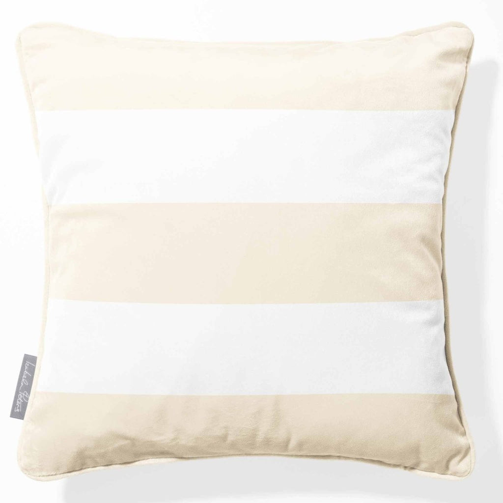 3 Stripes Horizontal | Sustainable Velvet Cushion with Piping - Ivory Cream 40 x 40 cm by Izabela Peters