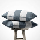 3 Stripes Horizontal | Sustainable Velvet Cushion with Piping - French Grey 40 x 40 cm by Izabela Peters