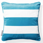 3 Stripes Horizontal | Sustainable Velvet Cushion with Piping - Prussian Blue 40 x 40 cm by Izabela Peters