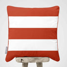 3 Stripes Horizontal | Sustainable Velvet Cushion with Piping - Burnt Ochre 40 x 40 cm by Izabela Peters