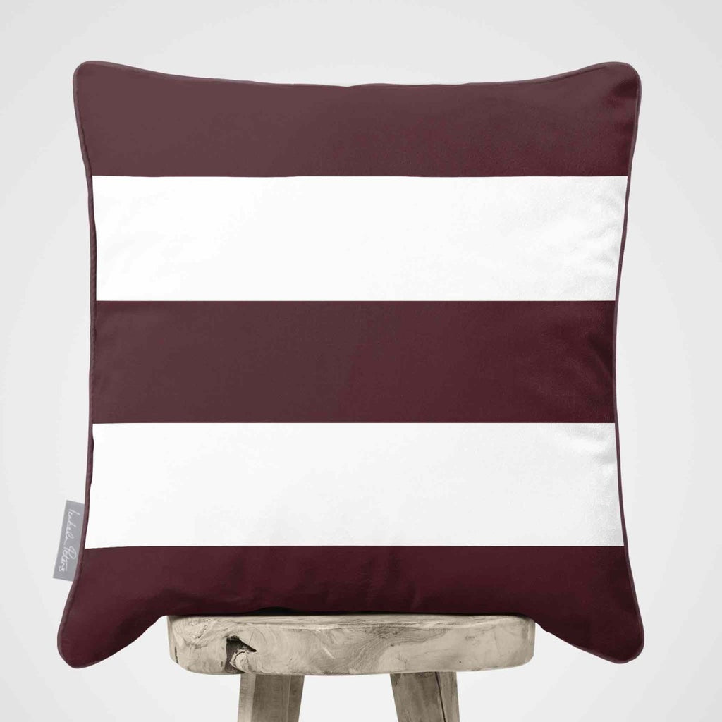 3 Stripes Horizontal | Sustainable Velvet Cushion with Piping - Italian Grape 40 x 40 cm by Izabela Peters