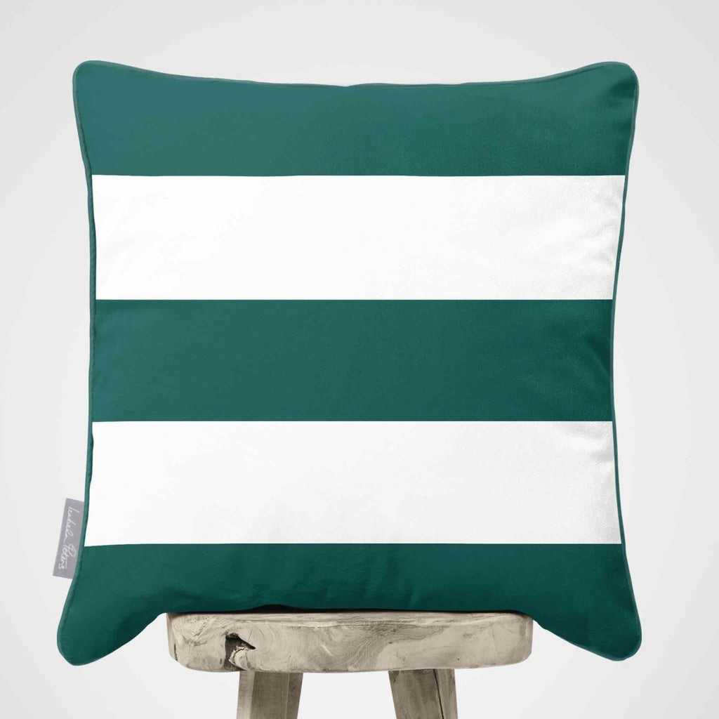 3 Stripes Horizontal | Sustainable Velvet Cushion with Piping - Forest Biome 40 x 40 cm by Izabela Peters