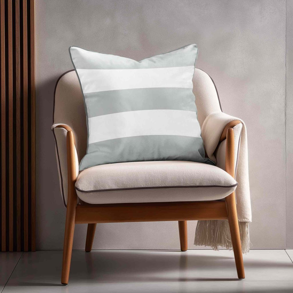 3 Stripes Horizontal | Sustainable Velvet Cushion with Piping - Storm Grey 40 x 40 cm by Izabela Peters