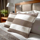 3 Stripes Horizontal | Sustainable Velvet Cushion with Piping - Dovedale Stone 40 x 40 cm by Izabela Peters