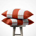 3 Stripes Horizontal | Sustainable Velvet Cushion with Piping - Burnt Ochre 40 x 40 cm by Izabela Peters