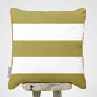3 Stripes Horizontal | Sustainable Velvet Cushion with Piping - Golden Lime 40 x 40 cm by Izabela Peters