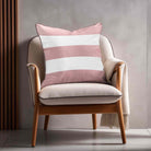3 Stripes Horizontal | Sustainable Velvet Cushion with Piping - Rosewater 40 x 40 cm by Izabela Peters