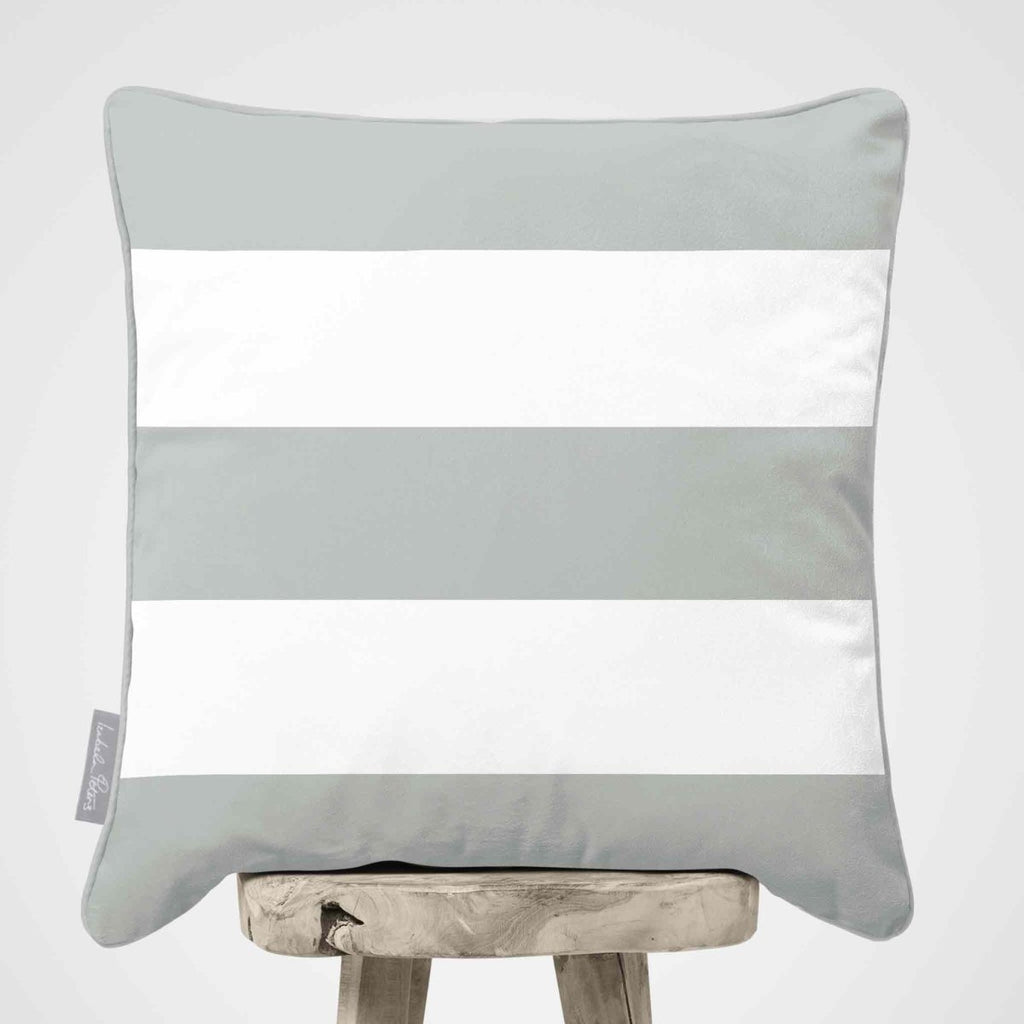 3 Stripes Horizontal | Sustainable Velvet Cushion with Piping - Storm Grey 40 x 40 cm by Izabela Peters