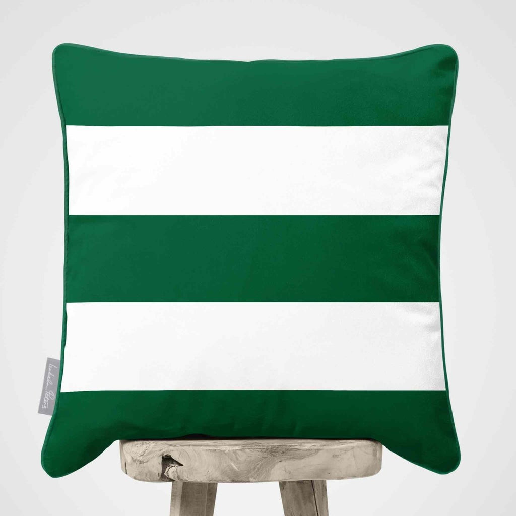 3 Stripes Horizontal | Sustainable Velvet Cushion with Piping - Emerald Green 40 x 40 cm by Izabela Peters