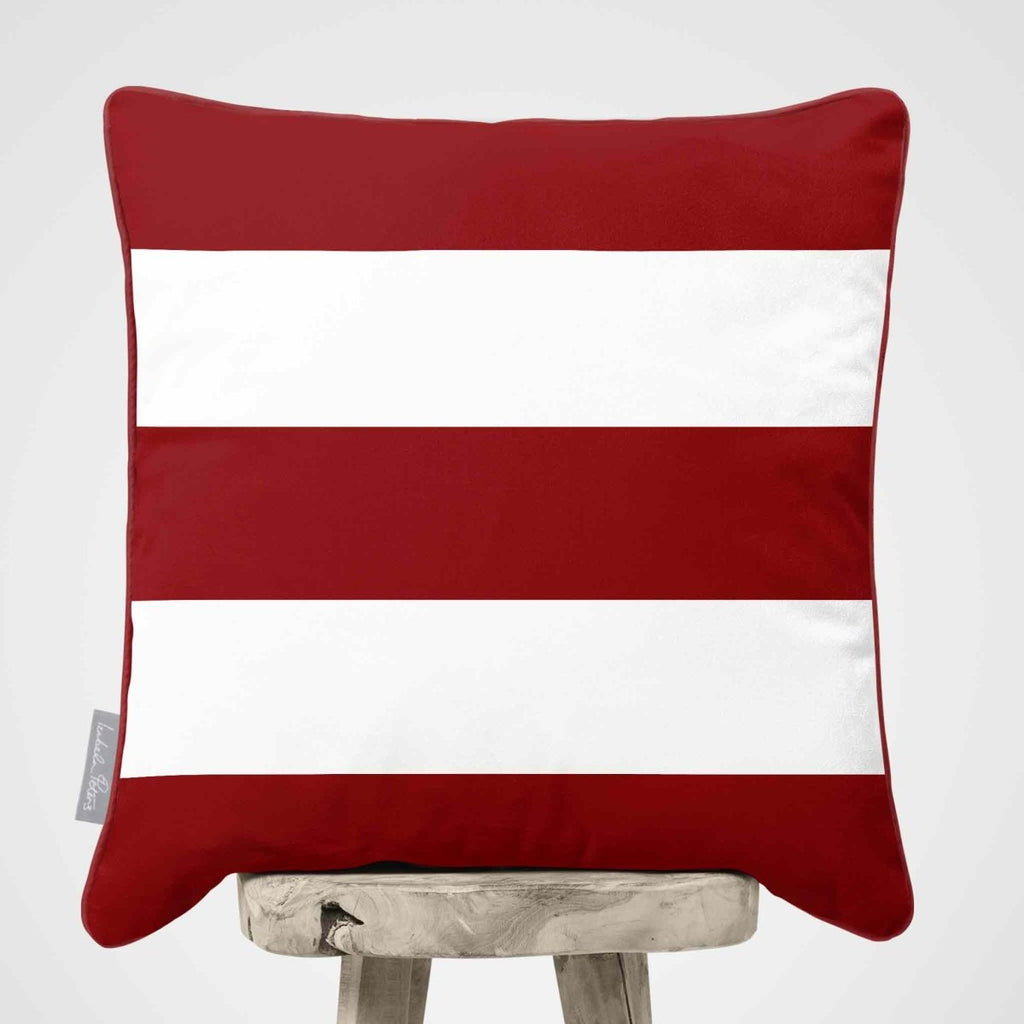 3 Stripes Horizontal | Sustainable Velvet Cushion with Piping - Crimson Muse 40 x 40 cm by Izabela Peters