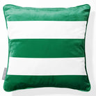 3 Stripes Horizontal | Sustainable Velvet Cushion with Piping - Emerald Green 40 x 40 cm by Izabela Peters