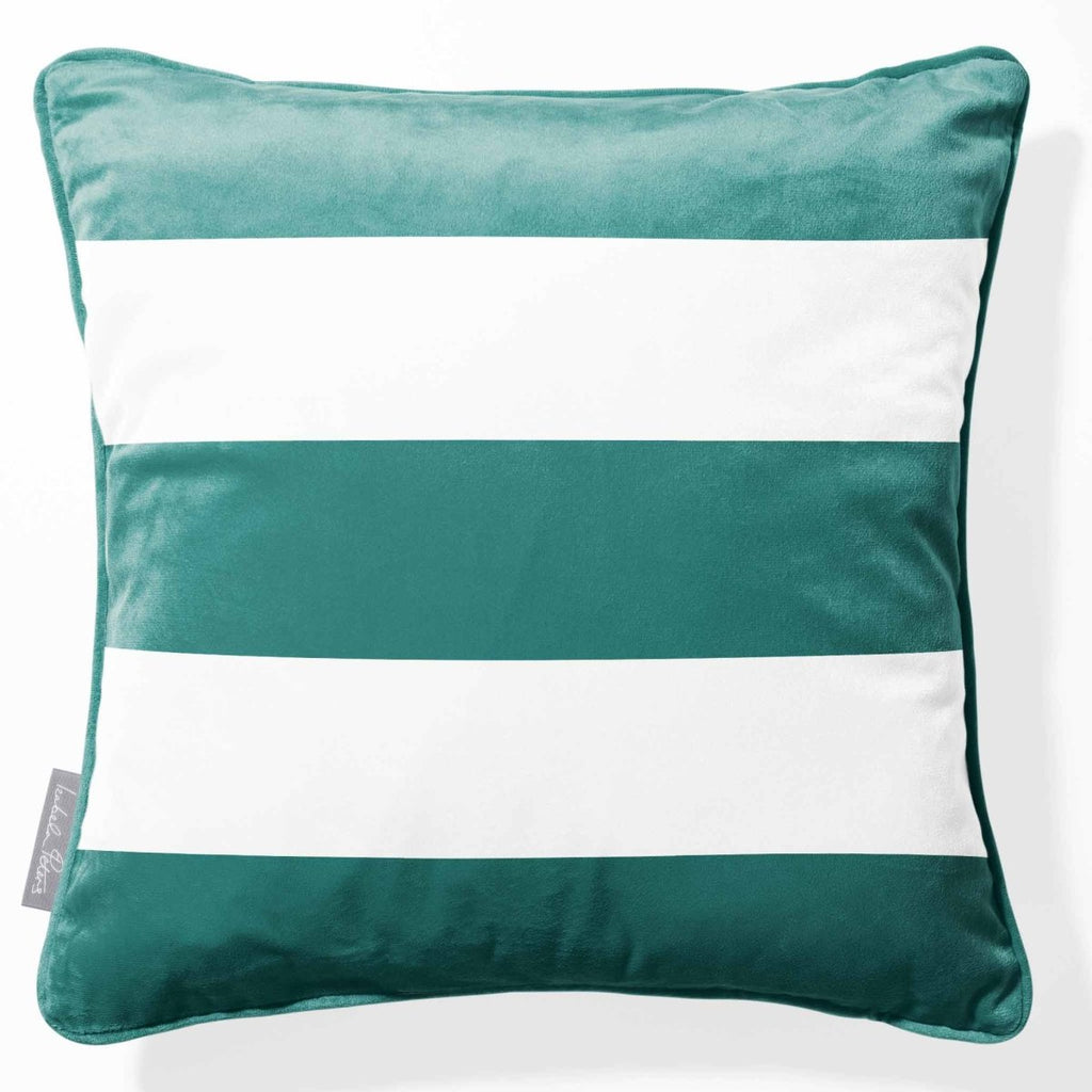 3 Stripes Horizontal | Sustainable Velvet Cushion with Piping - Forest Biome 40 x 40 cm by Izabela Peters
