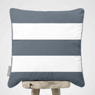 3 Stripes Horizontal | Sustainable Velvet Cushion with Piping - French Grey 40 x 40 cm by Izabela Peters